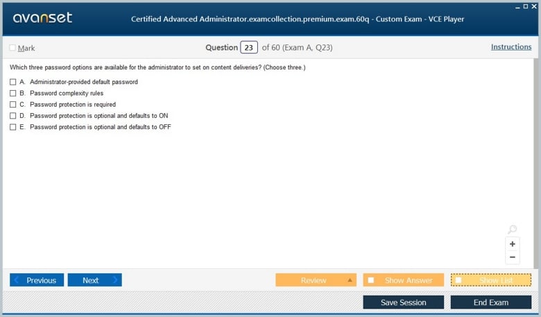 Certified Advanced Administrator Premium VCE Screenshot #4